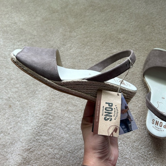 Pons ‘The Spanish Sandal Co’ Taupe-Colored Twine Wedge Espadrilles - Picture 2 of 11